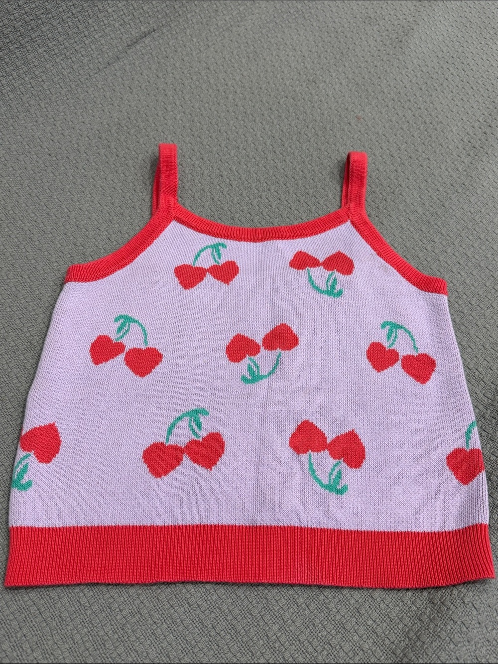 Old Navy Pink Cherry Knit Tank Top with Red Trim